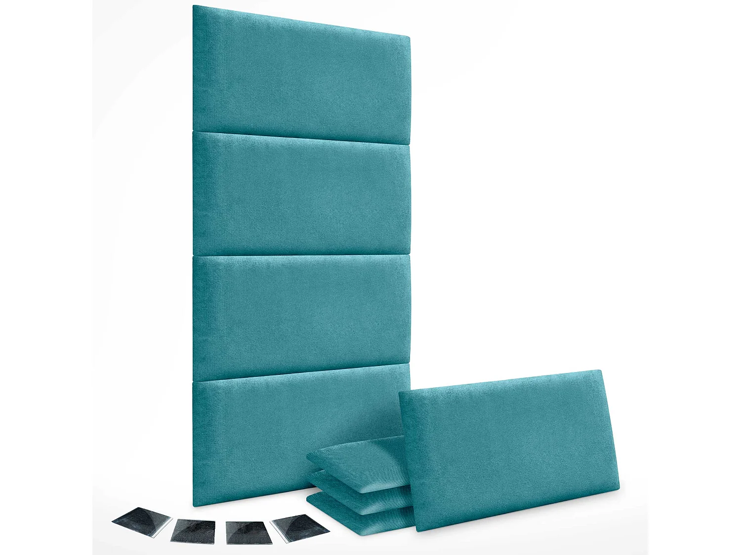 DHOME Lot de 8 Panneaux Rembourrés en Tissu Aqualine Autocollants pour Mur Acoustiques Absorbants Protection contre les Chocs (Turquoise, 60x40cm, x8)