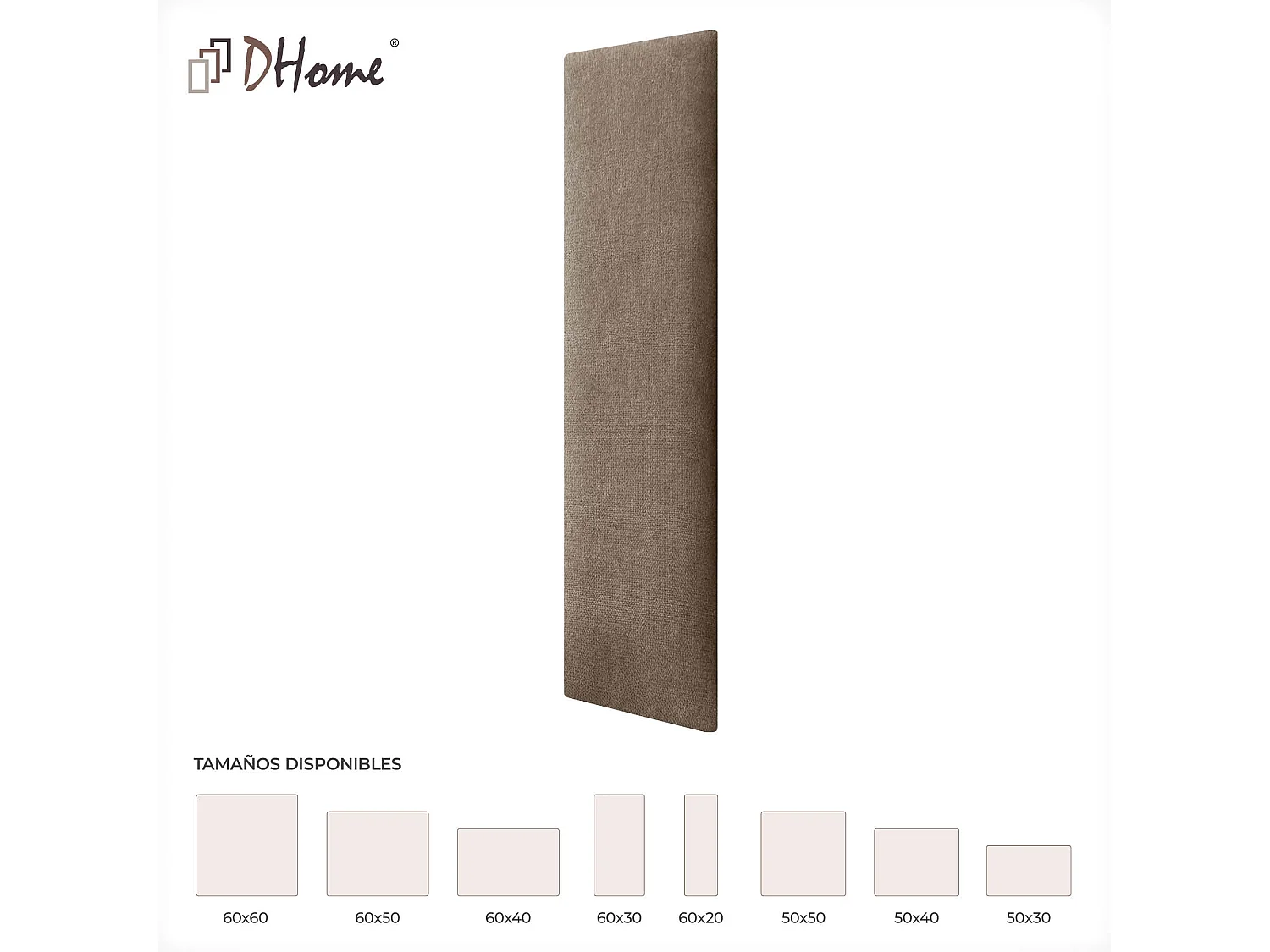 DHOME Lot de 8 Panneaux Rembourrés en Tissu Aqualine Autocollants pour Mur Acoustiques Absorbants Protection contre les Chocs (Terre, 60x20cm, x8)
