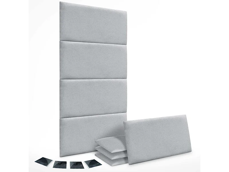 DHOME Lot de 8 Panneaux Rembourrés en Tissu Aqualine Autocollants pour Mur Acoustiques Absorbants Protection contre les Choc (Gris clair, 60x50cm, x8)