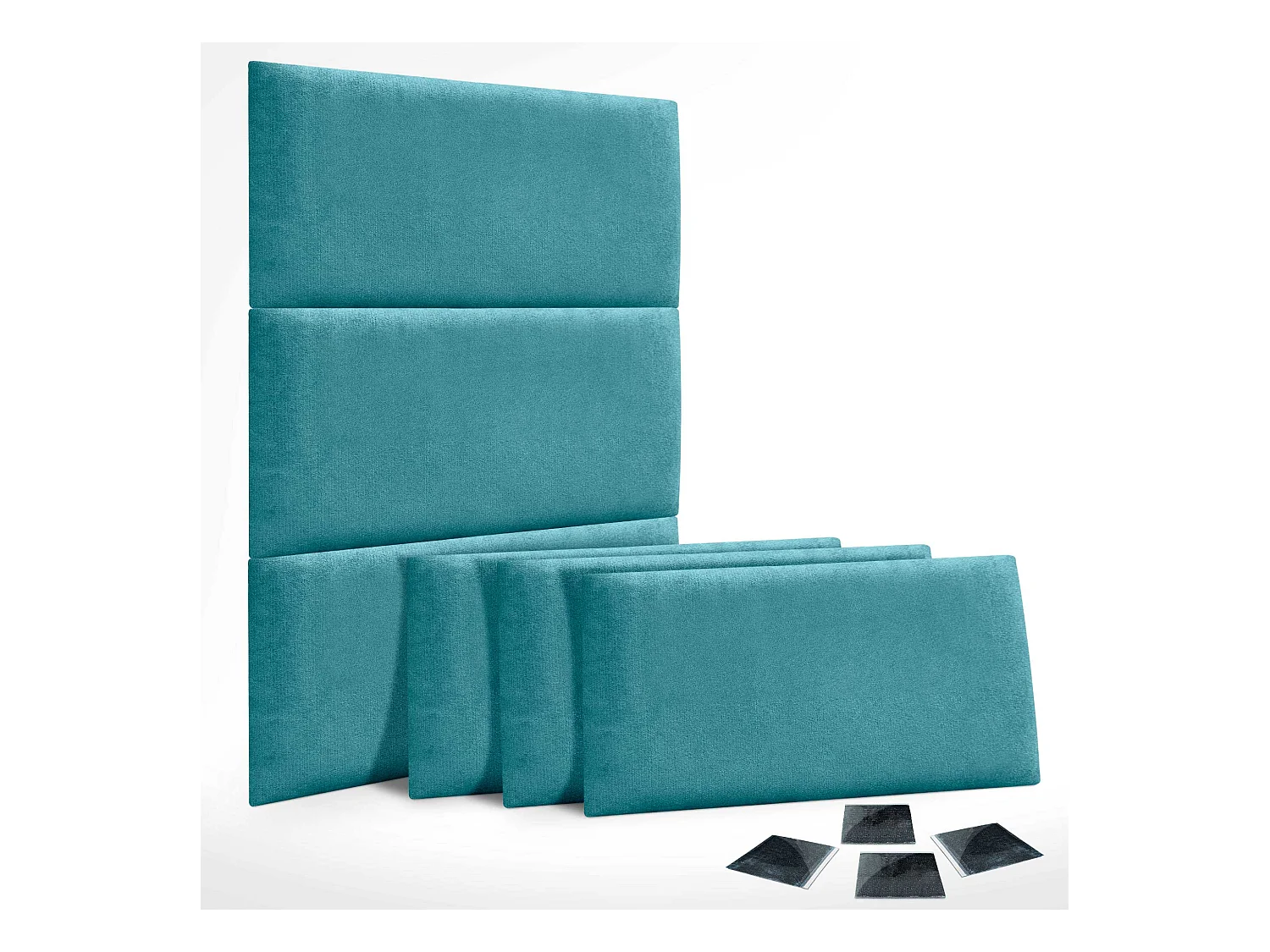 DHOME Lot de 6 Panneaux Rembourrés en Tissu Aqualine Autocollants pour Mur Acoustiques Absorbants Protection contre les Chocs (Turquoise, 50x30cm, x6)