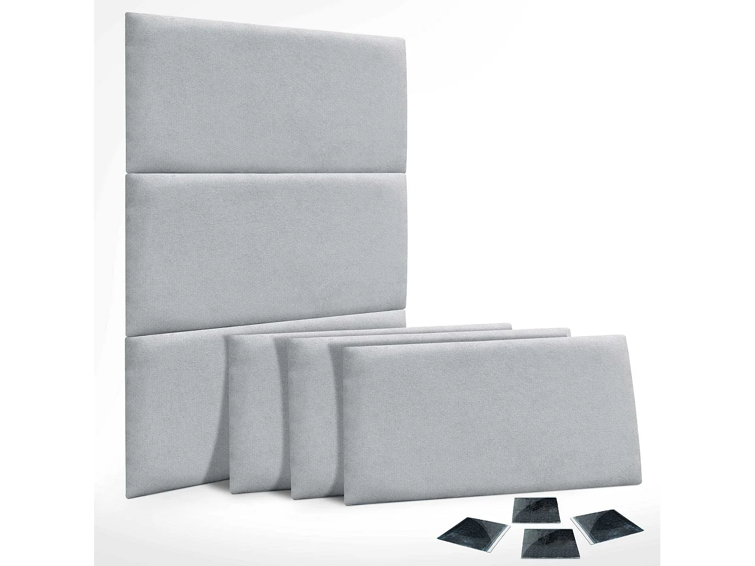 DHOME Lot de 6 Panneaux Rembourrés en Tissu Aqualine Autocollants pour Mur Acoustiques Absorbants Protection contre les Choc (Gris clair, 60x40cm, x6)