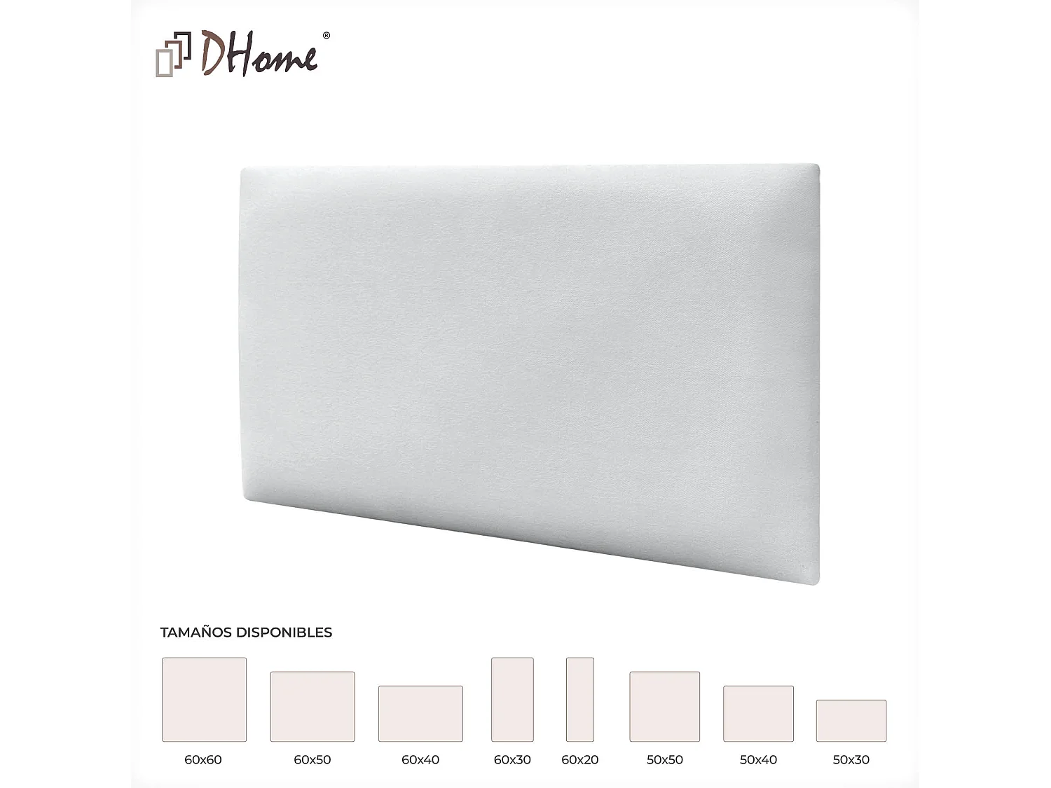 DHOME Lot de 6 Panneaux Rembourrés en Tissu Aqualine Autocollants pour Mur Acoustiques Absorbants Protection contre les Chocs (Blanc, 60x50cm, x6)