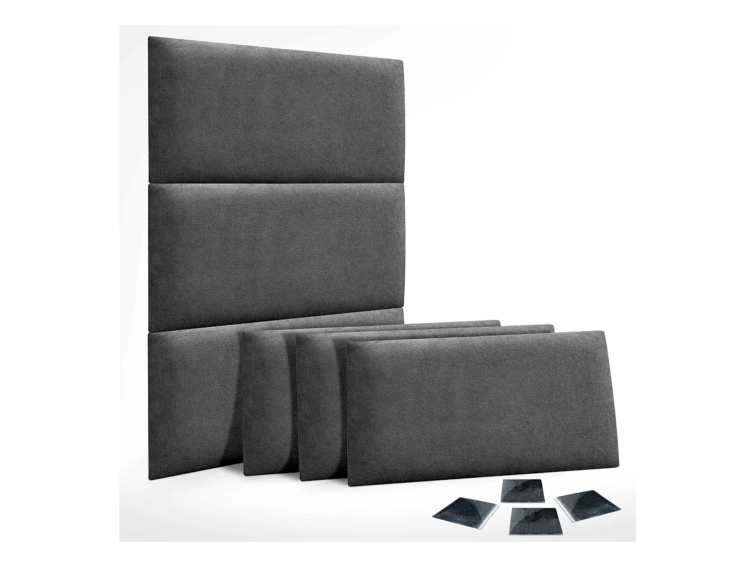 DHOME Lot de 6 Panneaux Rembourrés en Tissu Aqualine Autocollants pour Mur Acoustiques Absorbants Protection contre (Gris cendré, 50x30cm, x6)
