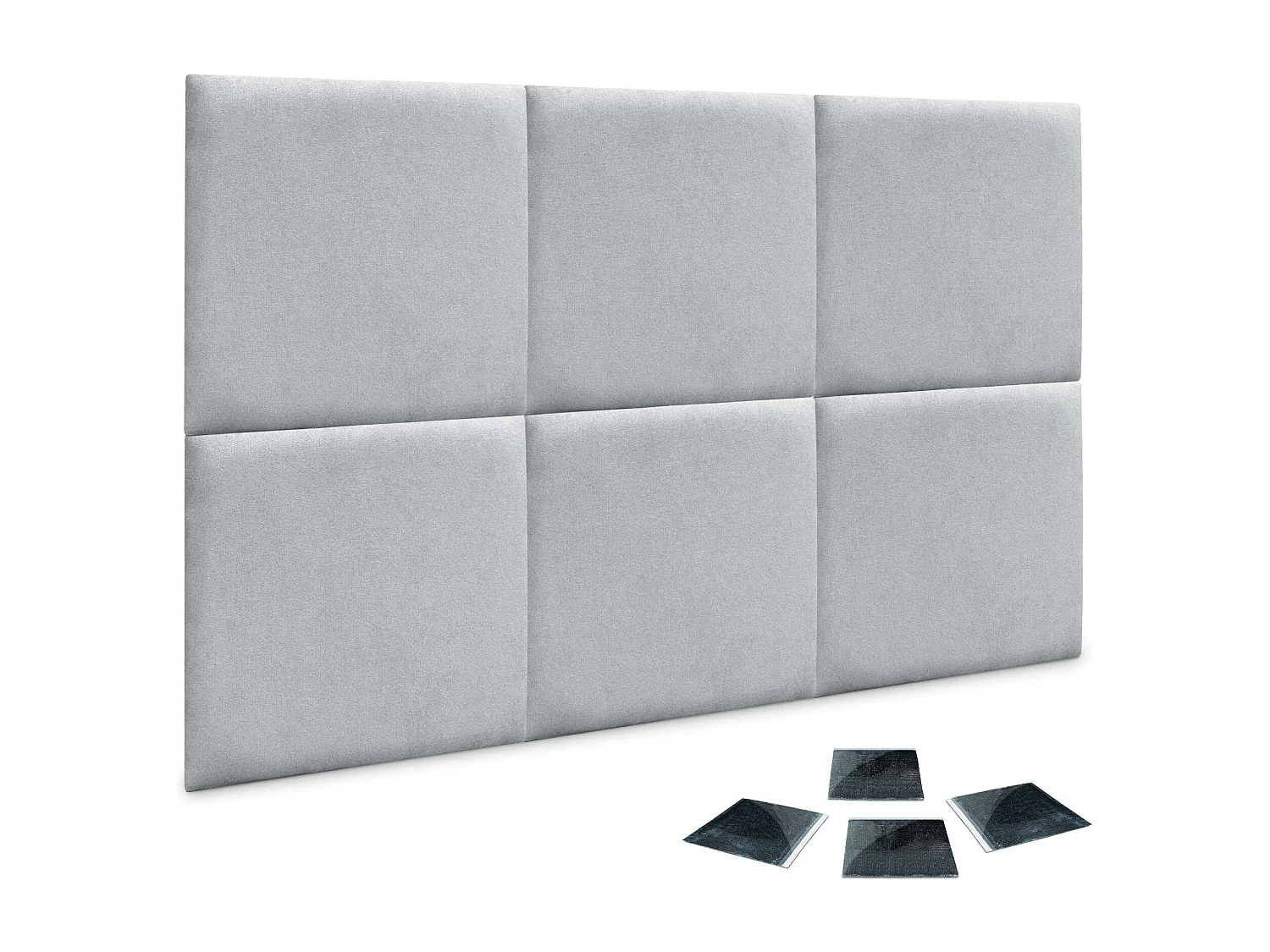 DHOME Lot de 6 Panneaux Rembourrés en Tissu Aqualine Autocollants pour Mur Acoustiques Absorbants Protection contre les Choc (Gris clair, 60x60cm, x6)
