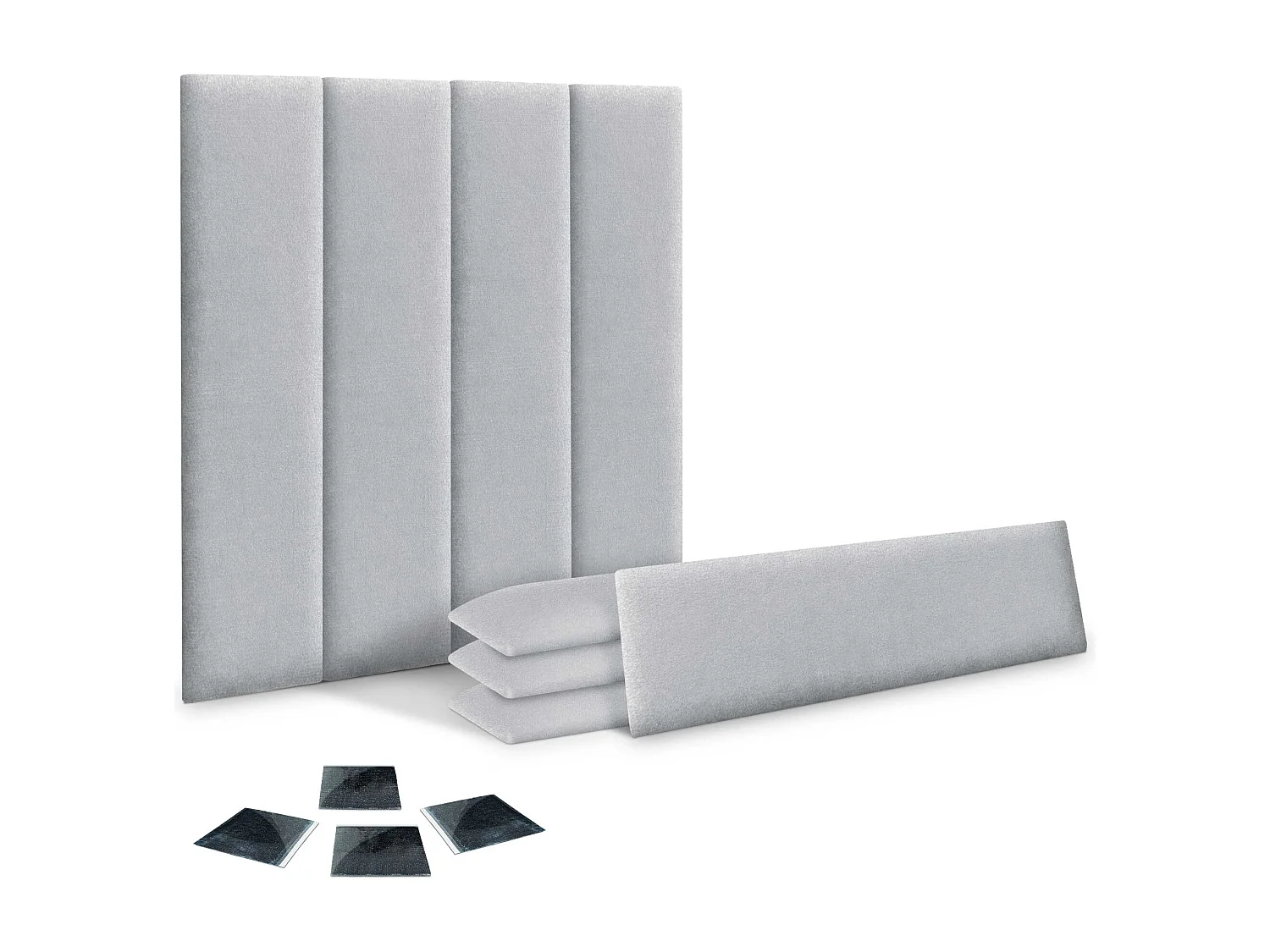 DHOME Lot de 8 Panneaux Rembourrés en Tissu Aqualine Autocollants pour Mur Acoustiques Absorbants Protection contre les Choc (Gris clair, 60x20cm, x8)