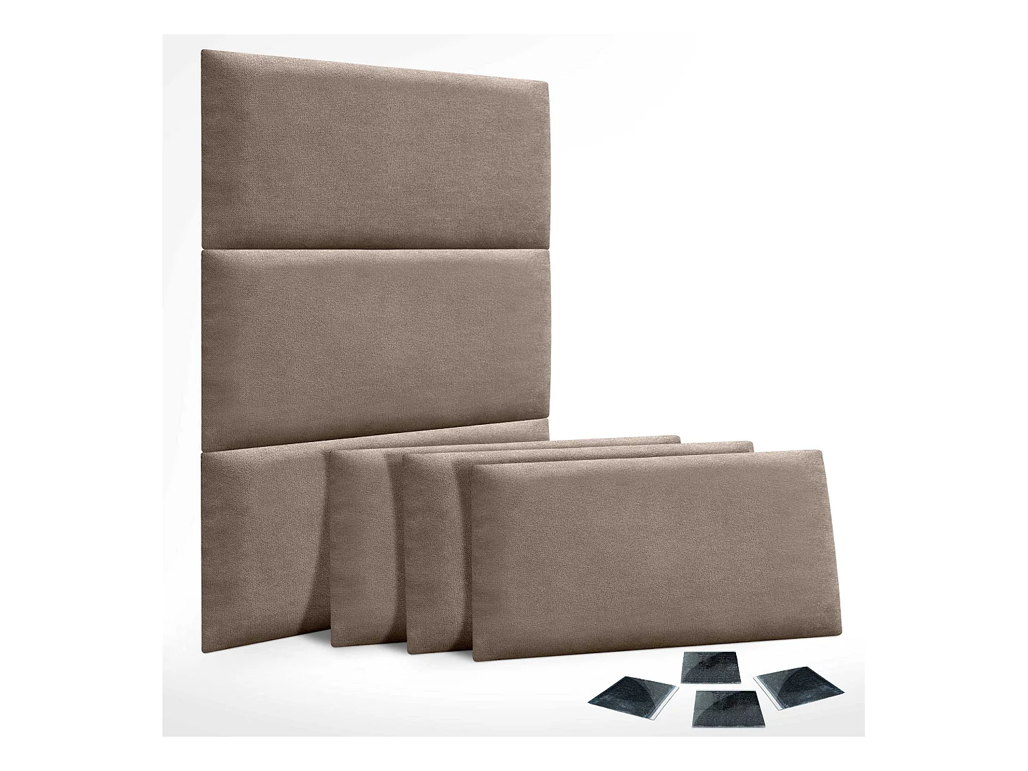DHOME Lot de 6 Panneaux Rembourrés en Tissu Aqualine Autocollants pour Mur Acoustiques Absorbants Protection contre les Chocs (Terre, 50x30cm, x6)