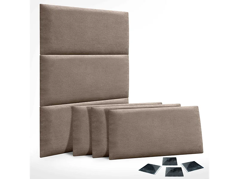 DHOME Lot de 6 Panneaux Rembourrés en Tissu Aqualine Autocollants pour Mur Acoustiques Absorbants Protection contre les Chocs (Terre, 50x30cm, x6)