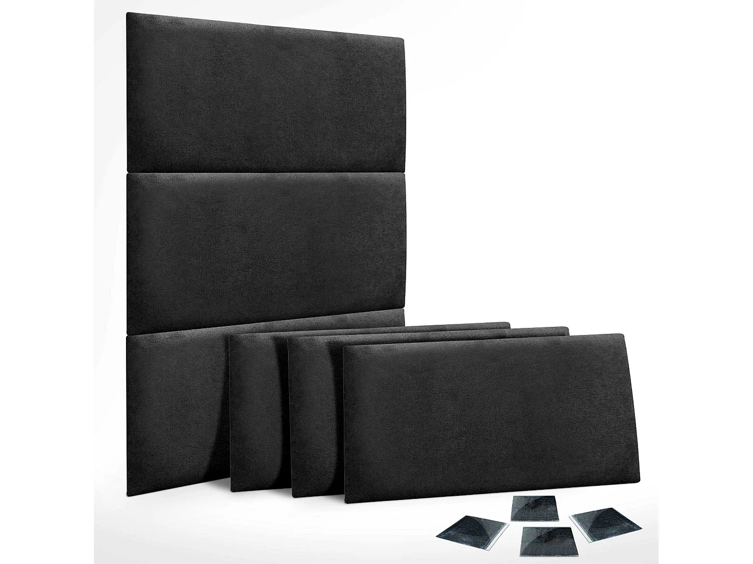 DHOME Lot de 6 Panneaux Rembourrés en Tissu Aqualine Autocollants pour Mur Acoustiques Absorbants Protection contre les Chocs (Noir, 60x50cm, x6)