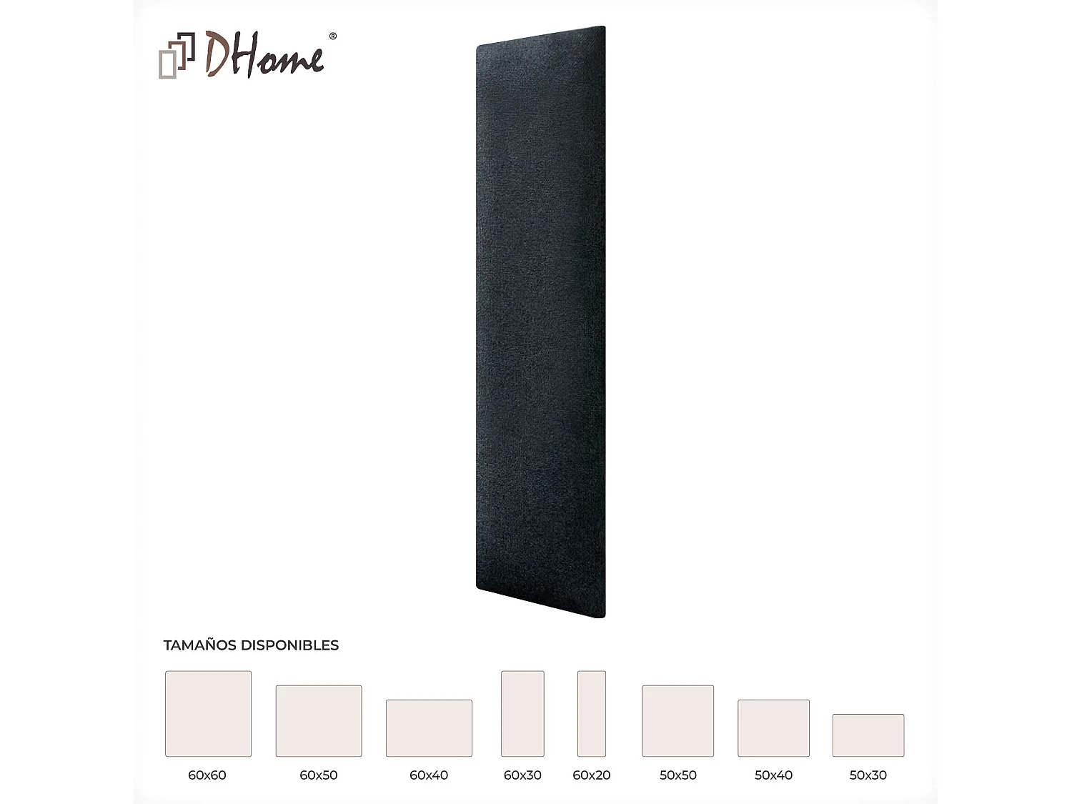 DHOME Set di 6 Pannelli Rivestiti in Tessuto Aqualine Autoadesivi per Parete Acustici Assorbenti Protezione Impatti Testiere (Nero, 60x20cm, x6)