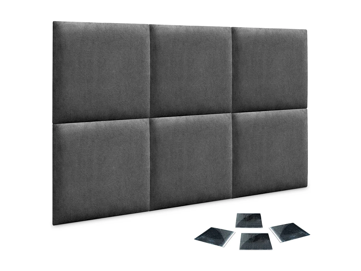 DHOME Set di 6 Pannelli Rivestiti in Tessuto Aqualine Autoadesivi per Parete Acustici Assorbenti Protezione Impatti (Grigio cenere, 50x50cm, x6)