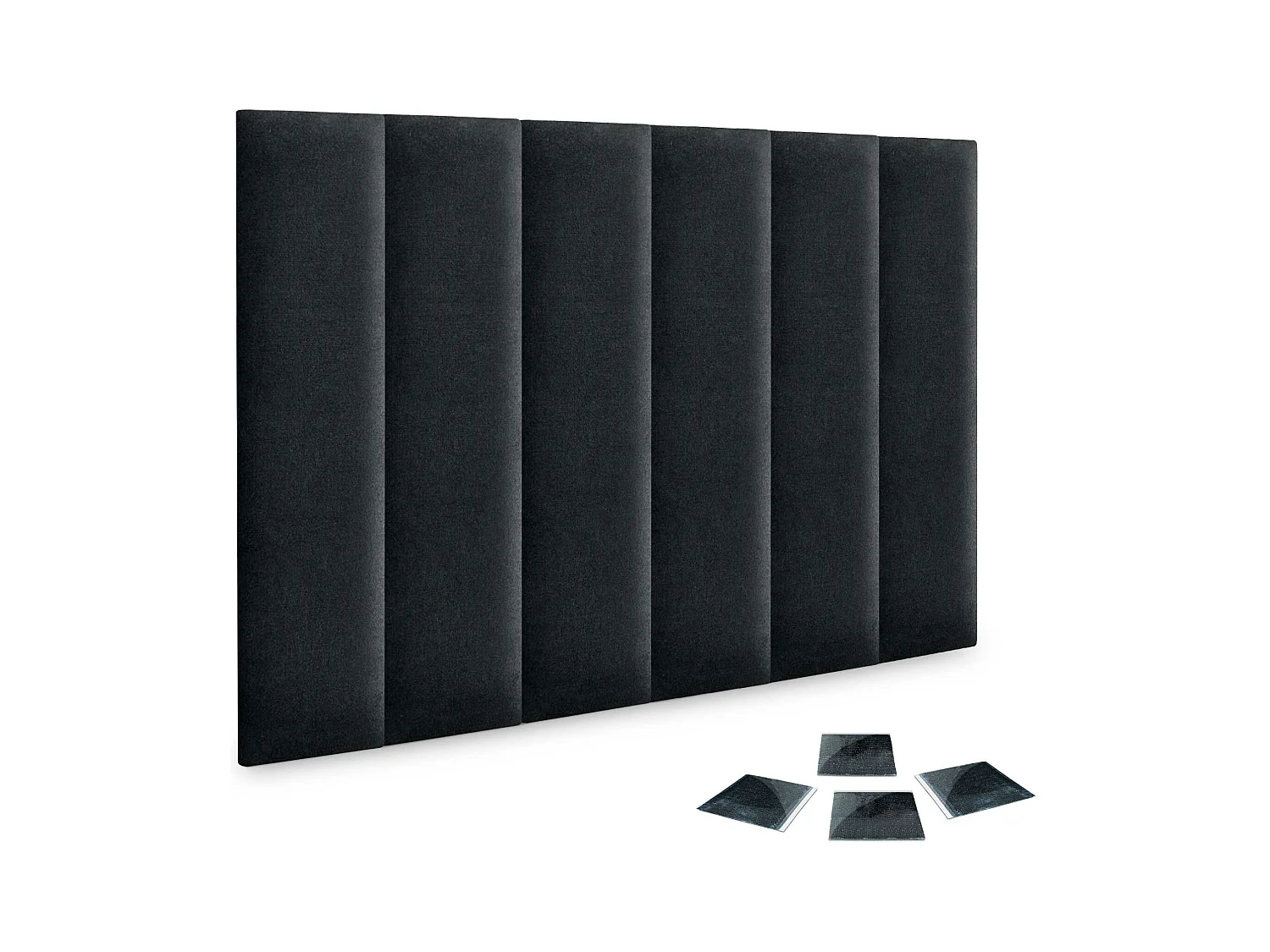DHOME Lot de 6 Panneaux Rembourrés en Tissu Aqualine Autocollants pour Mur Acoustiques Absorbants Protection contre les Chocs (Noir, 60x30cm, x6)