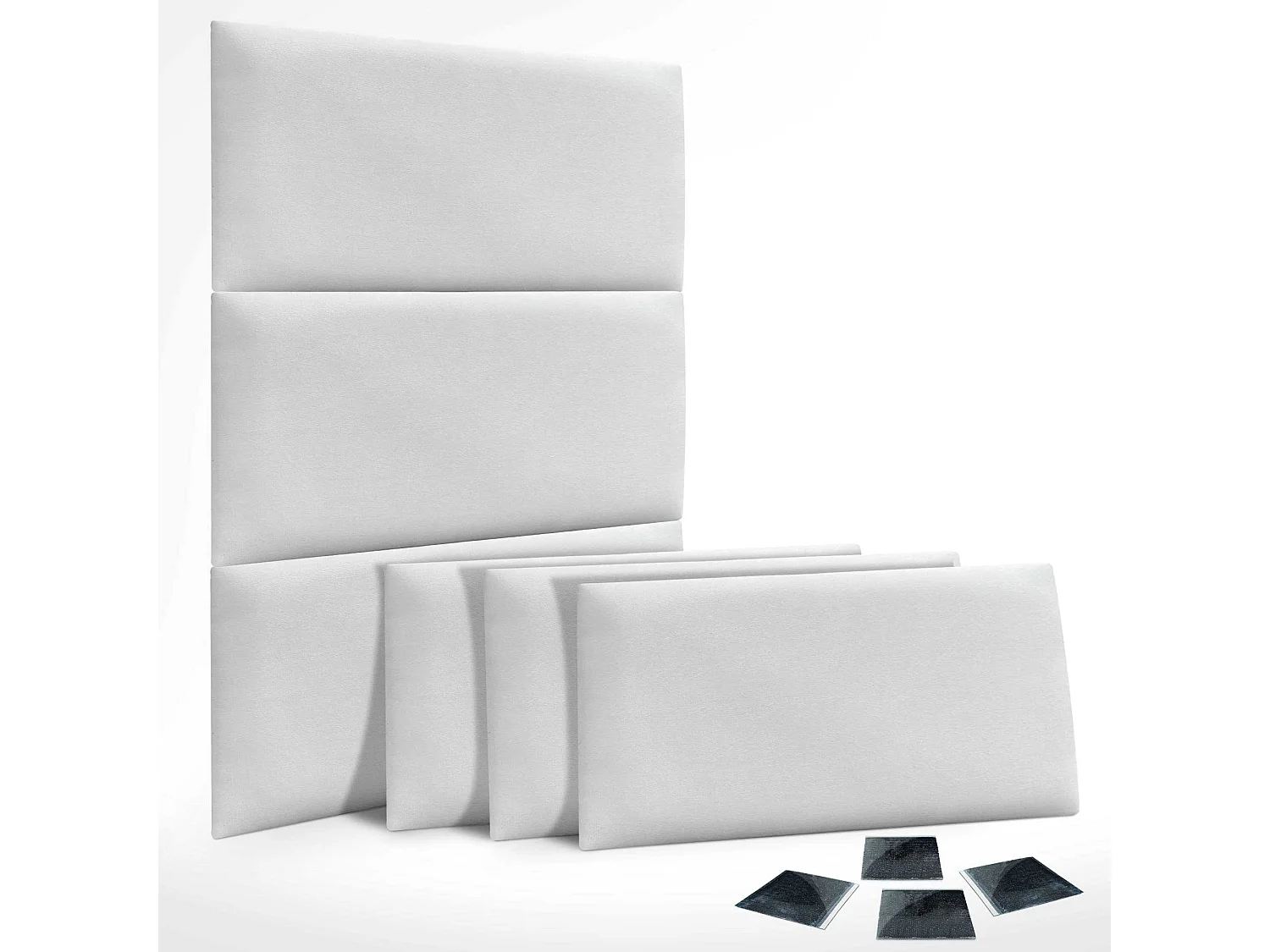 DHOME Lot de 6 Panneaux Rembourrés en Tissu Aqualine Autocollants pour Mur Acoustiques Absorbants Protection contre les Chocs (Blanc, 60x40cm, x6)