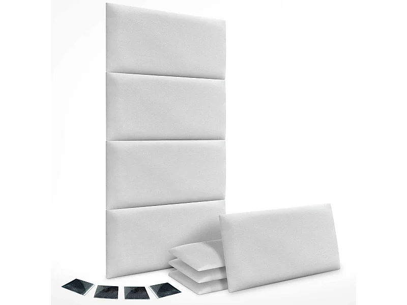 DHOME Lot de 8 Panneaux Rembourrés en Tissu Aqualine Autocollants pour Mur Acoustiques Absorbants Protection contre les Chocs (Blanc, 60x50cm, x8)