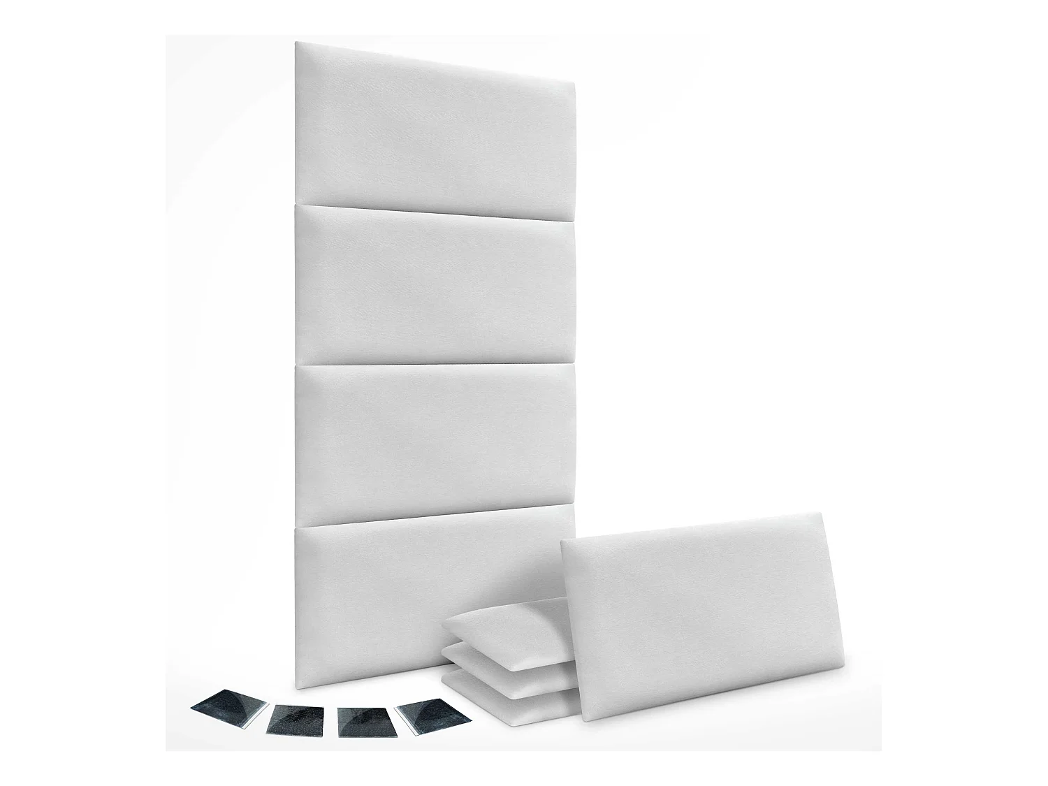 DHOME Lot de 8 Panneaux Rembourrés en Tissu Aqualine Autocollants pour Mur Acoustiques Absorbants Protection contre les Chocs (Blanc, 60x50cm, x8)