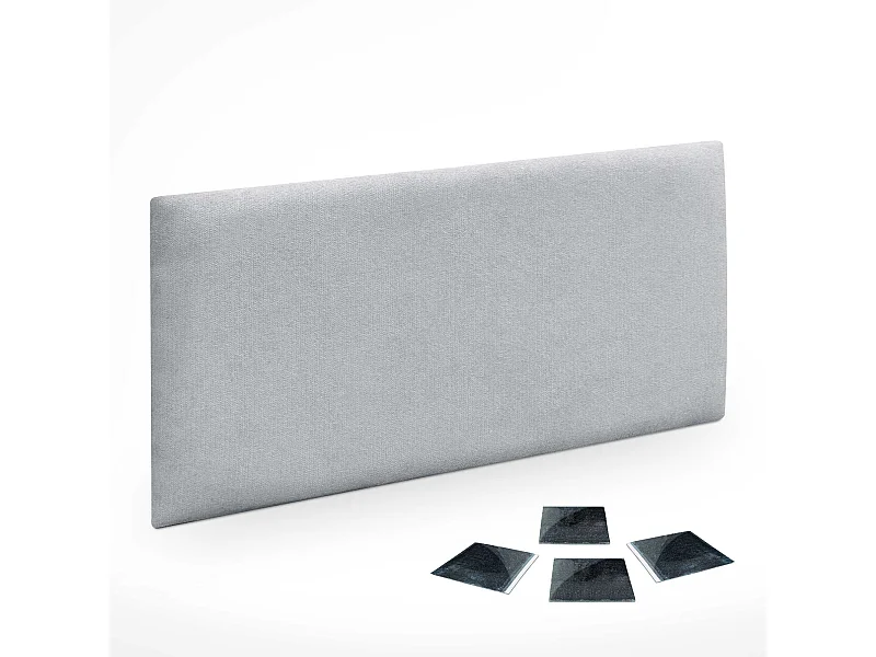 DHOME Set aus 1 Selbstklebendes, gepolstertes Stoffpaneel für Wand, schallabsorbierend, stoßfest, Kopfteil (Hellgrau, 60x40cm, x1)