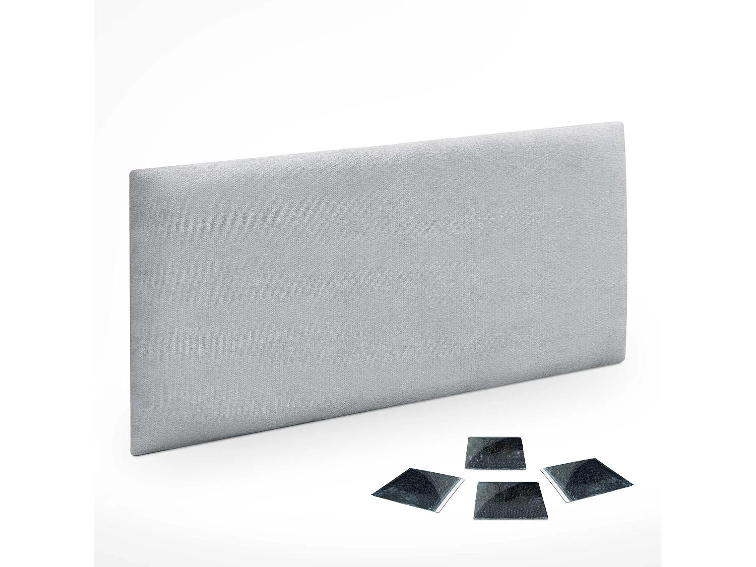 DHOME Set aus 1 Selbstklebendes, gepolstertes Stoffpaneel für Wand, schallabsorbierend, stoßfest, Kopfteil (Hellgrau, 60x40cm, x1)
