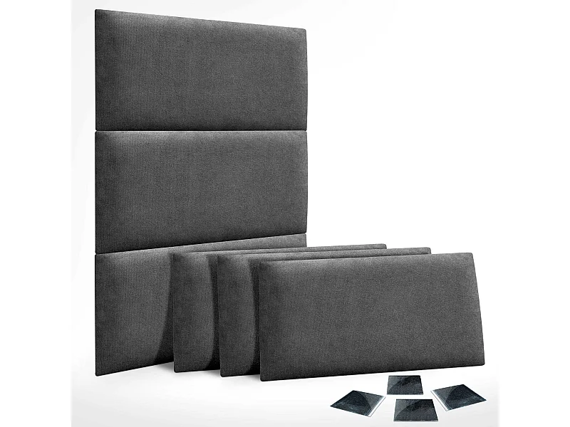 DHOME Lot de 6 Panneaux Rembourrés en Tissu Aqualine Autocollants pour Mur Acoustiques Absorbants Protection contre (Gris cendré, 60x50cm, x6)