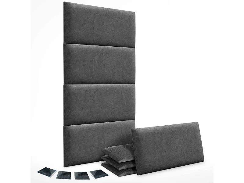 DHOME Set di 8 Pannelli Rivestiti in Tessuto Aqualine Autoadesivi per Parete Acustici Assorbenti Protezione Impatti (Grigio Cenere, 50x30cm,x8)