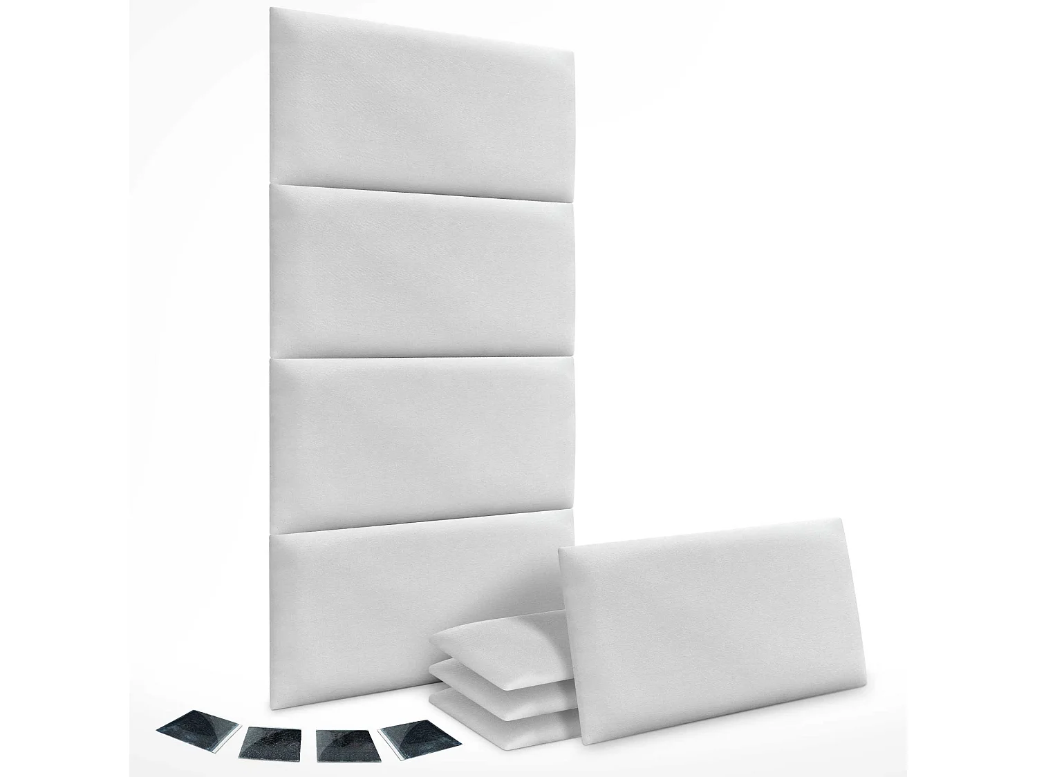 DHOME Lot de 8 Panneaux Rembourrés en Tissu Aqualine Autocollants pour Mur Acoustiques Absorbants Protection contre les Chocs (Blanc, 60x40cm, x8)