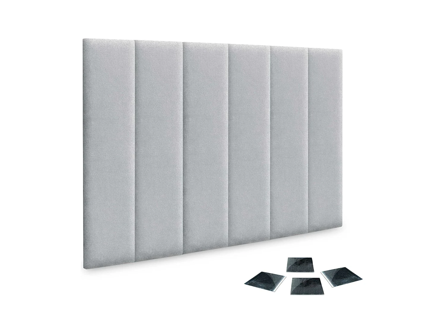 DHOME juego de 6 Paneles Tapizados de Tela Autoadhesivos para Pared Acústicos Absorbentes Protección Impactos Cabeceros (Gris Claro, 60x30cm, x6)