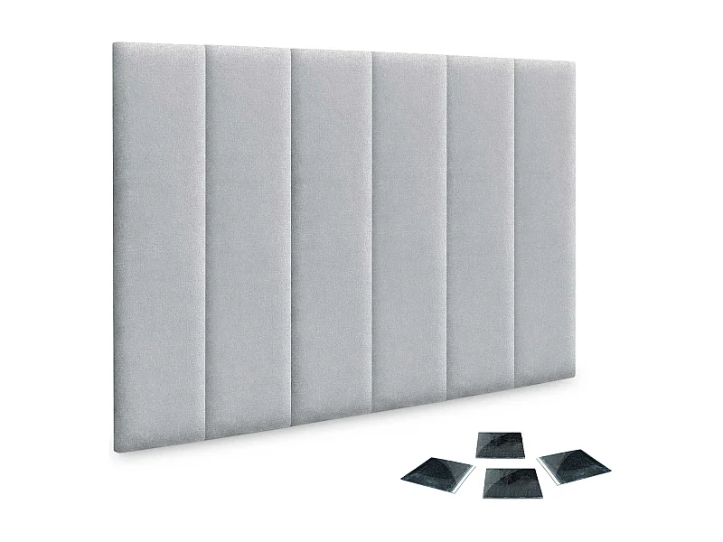 DHOME juego de 6 Paneles Tapizados de Tela Autoadhesivos para Pared Acústicos Absorbentes Protección Impactos Cabeceros (Gris Claro, 60x30cm, x6)