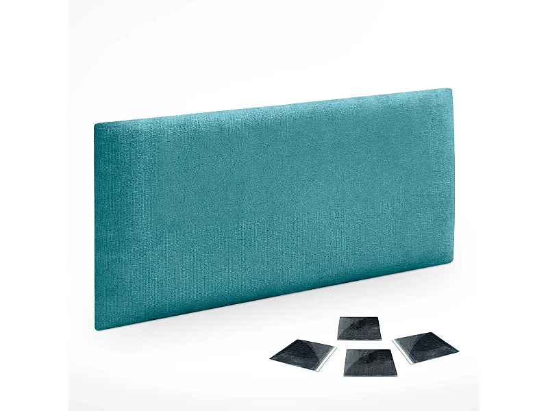 DHOME Set aus 1 Selbstklebendes, gepolstertes Stoffpaneel für Wand, schallabsorbierend, stoßfest, Kopfteil (Türkis, 50x30cm, x1)