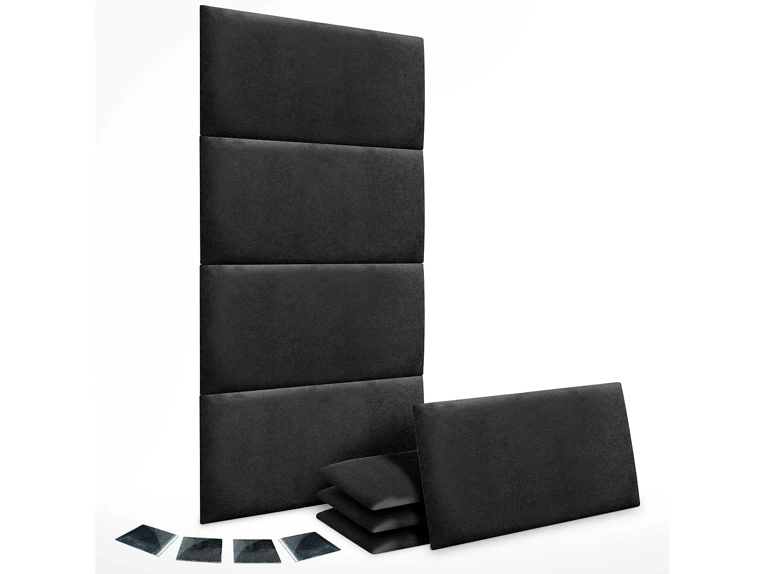 DHOME Lot de 8 Panneaux Rembourrés en Tissu Aqualine Autocollants pour Mur Acoustiques Absorbants Protection contre les Chocs (Noir, 60x50cm, x8)