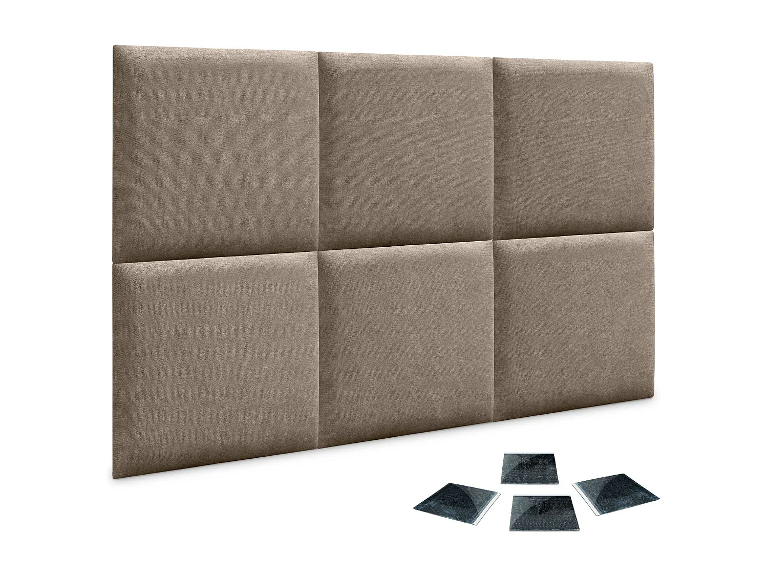 DHOME Lot de 6 Panneaux Rembourrés en Tissu Aqualine Autocollants pour Mur Acoustiques Absorbants Protection contre les Chocs (Terre, 60x60cm, x6)