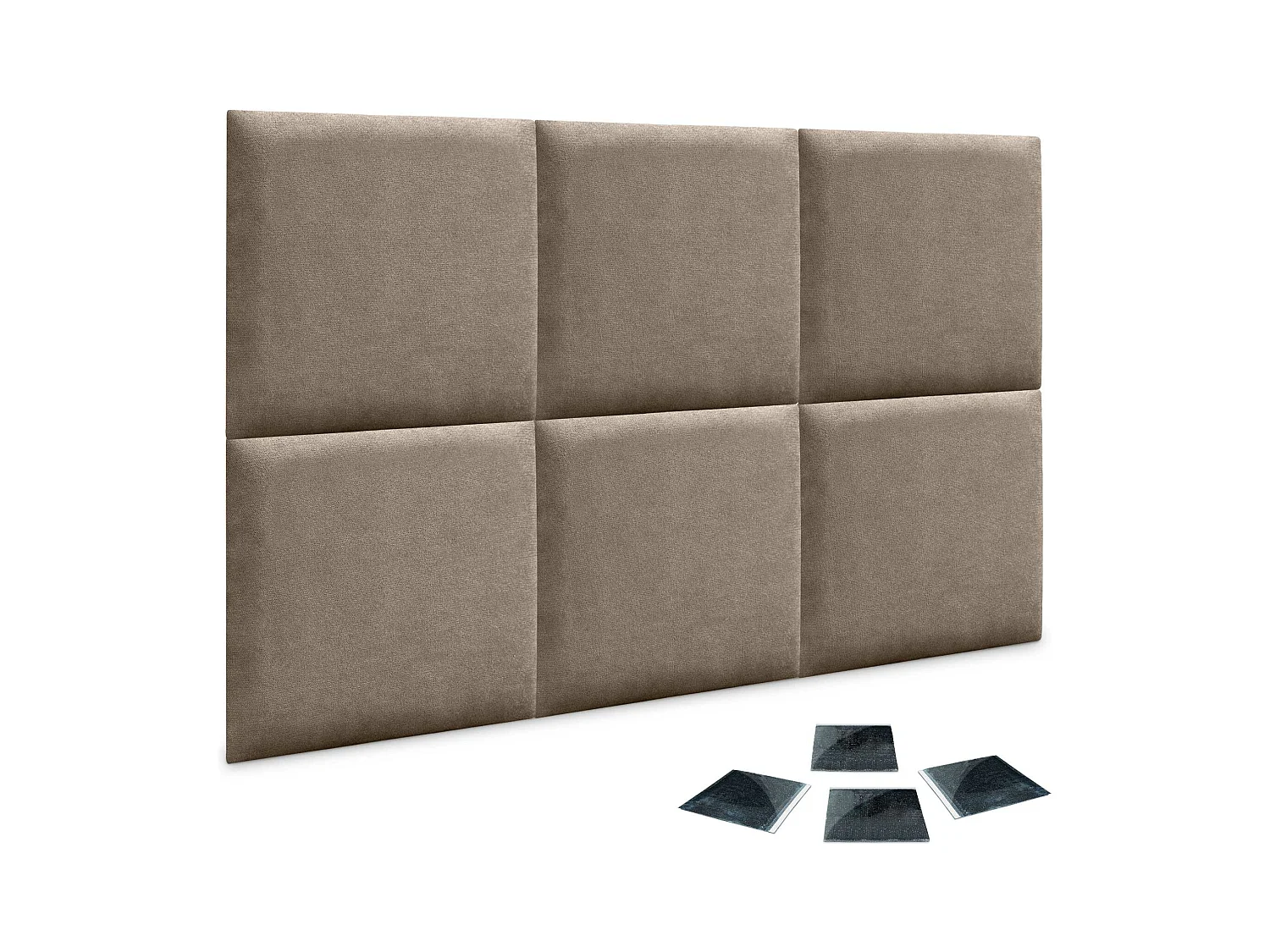 DHOME Lot de 6 Panneaux Rembourrés en Tissu Aqualine Autocollants pour Mur Acoustiques Absorbants Protection contre les Chocs (Terre, 60x60cm, x6)