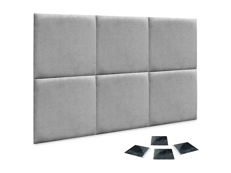 DHOME Lot de 6 Panneaux Rembourrés en Tissu Aqualine Autocollants pour Mur Acoustiques Absorbants Protection contre les Chocs (Gris, 60x60cm, x6)