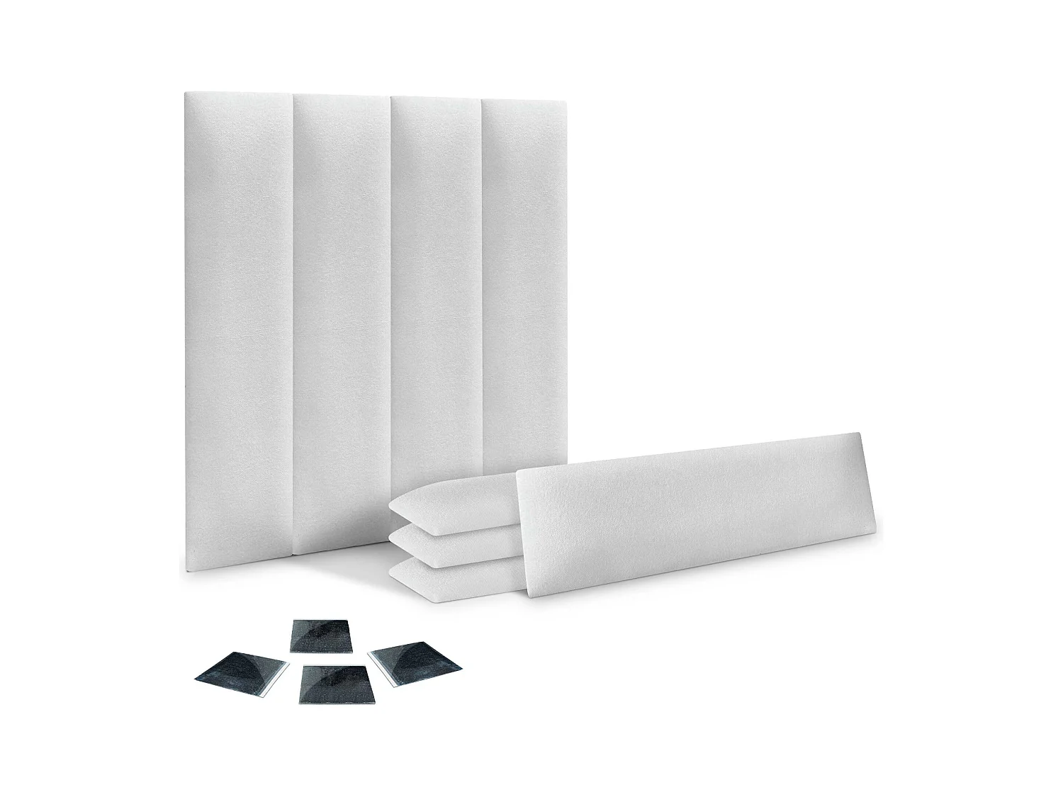 DHOME Lot de 8 Panneaux Rembourrés en Tissu Aqualine Autocollants pour Mur Acoustiques Absorbants Protection contre les Chocs (Blanc, 60x20cm, x8)