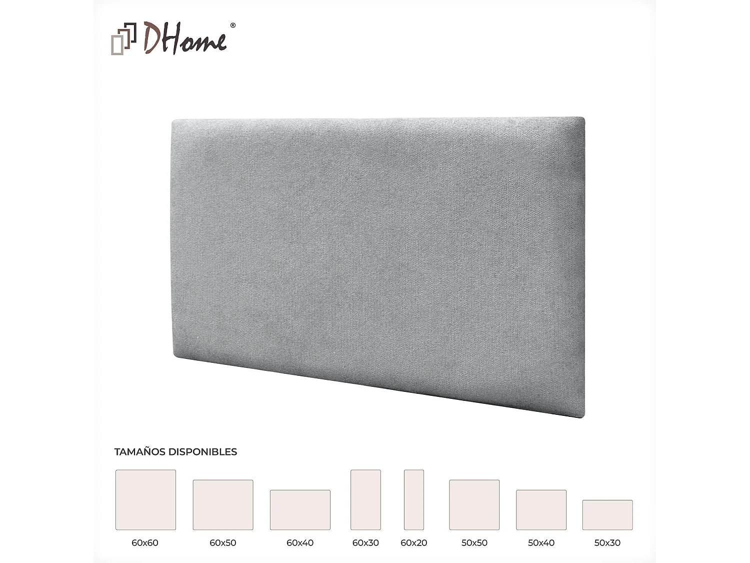 DHOME Lot de 6 Panneaux Rembourrés en Tissu Aqualine Autocollants pour Mur Acoustiques Absorbants Protection contre les Chocs (Gris, 50x30cm, x6)