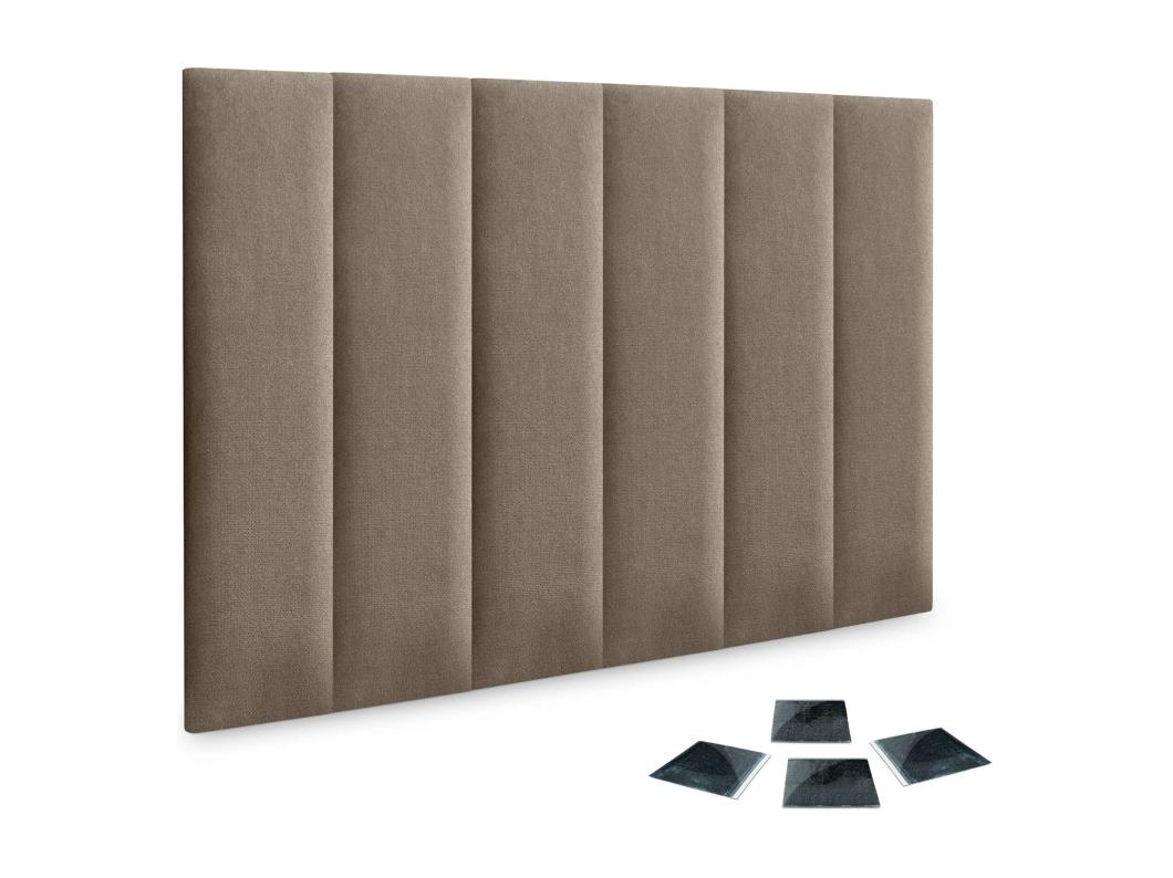 DHOME set van 6 zelfklevende gestoffeerde panelen voor muur, geluidsabsorberend, schokbescherming, hoofdbord (Aarde, 60x20cm, x6)