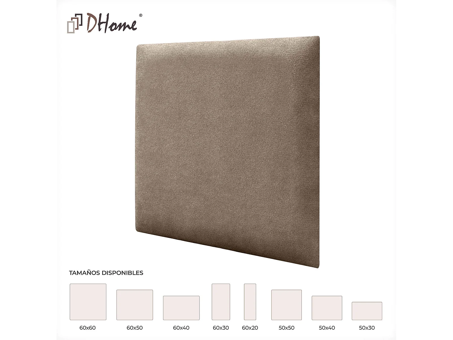 DHOME Set di 8 Pannelli Rivestiti in Tessuto Aqualine Autoadesivi per Parete Acustici Assorbenti Protezione Impatti Testiere (Terra, 50x50cm, x8)