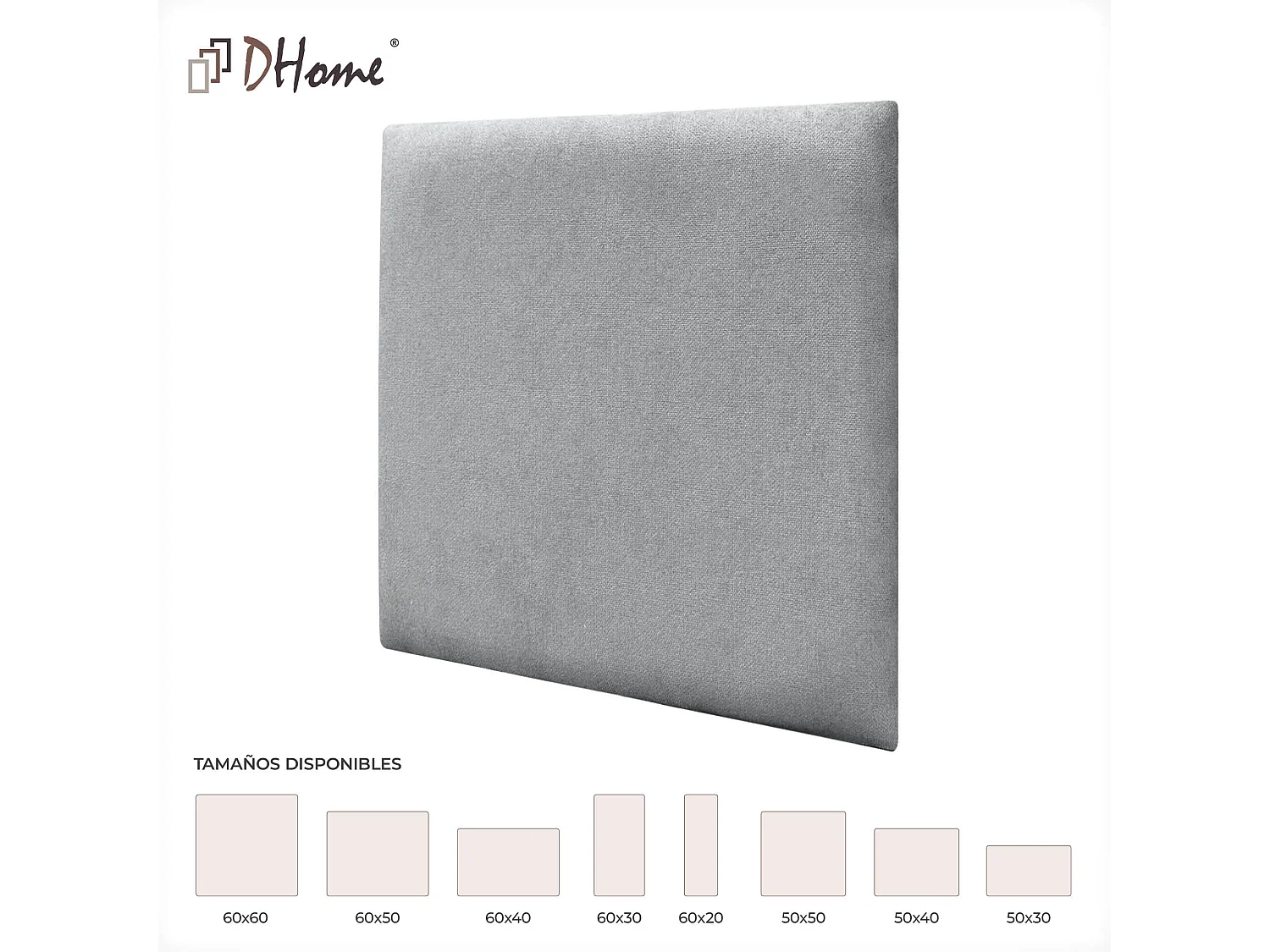 DHOME Lot de 1 Panneaux muraux en tissu auto-adhésifs Panneaux muraux absorbants acoustiques Protection contre les chocs (Gris, 50x50cm, x1)