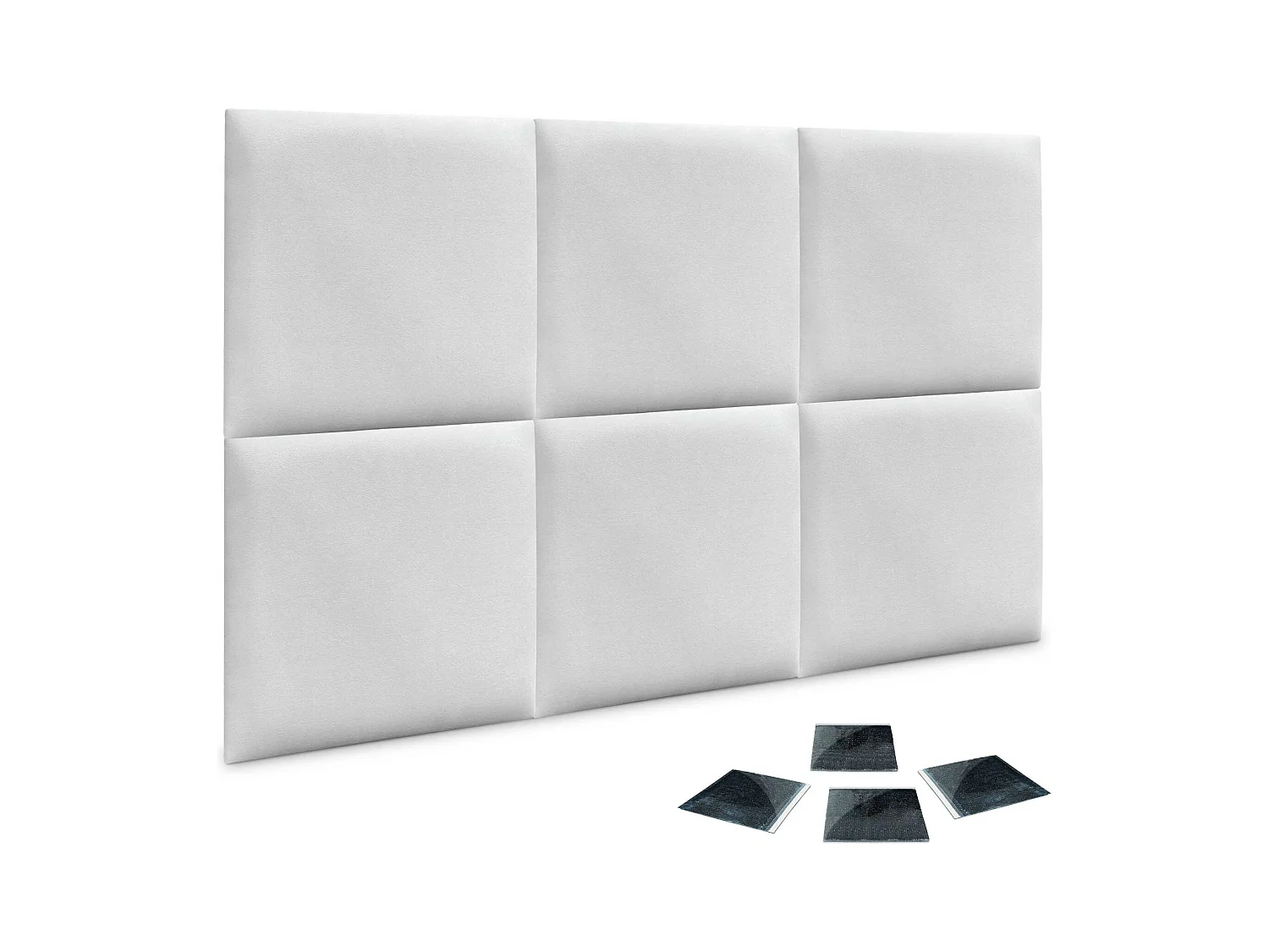 DHOME Lot de 6 Panneaux Rembourrés en Tissu Aqualine Autocollants pour Mur Acoustiques Absorbants Protection contre les Chocs (Blanc, 60x60cm, x6)