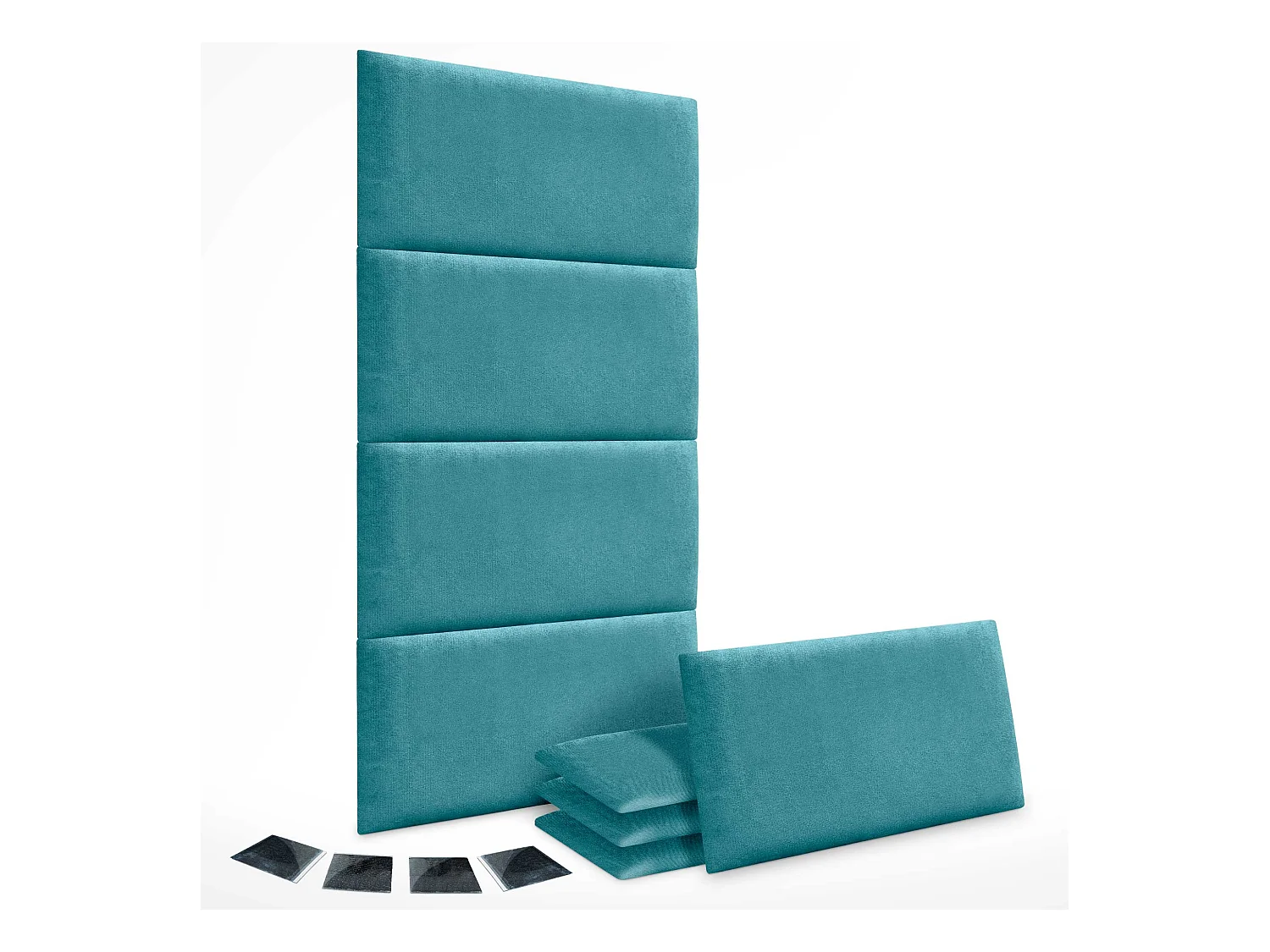 DHOME Lot de 8 Panneaux Rembourrés en Tissu Aqualine Autocollants pour Mur Acoustiques Absorbants Protection contre les Chocs (Turquoise, 50x40cm, x8)
