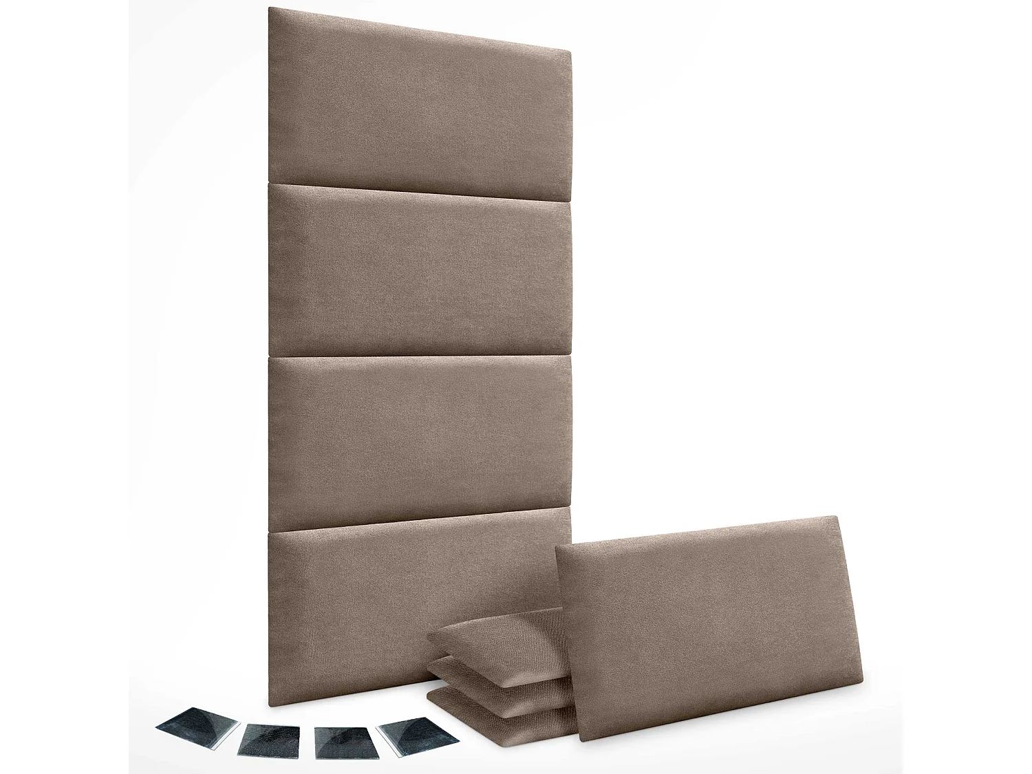 DHOME Lot de 8 Panneaux Rembourrés en Tissu Aqualine Autocollants pour Mur Acoustiques Absorbants Protection contre les Chocs (Terre, 60x40cm, x8)