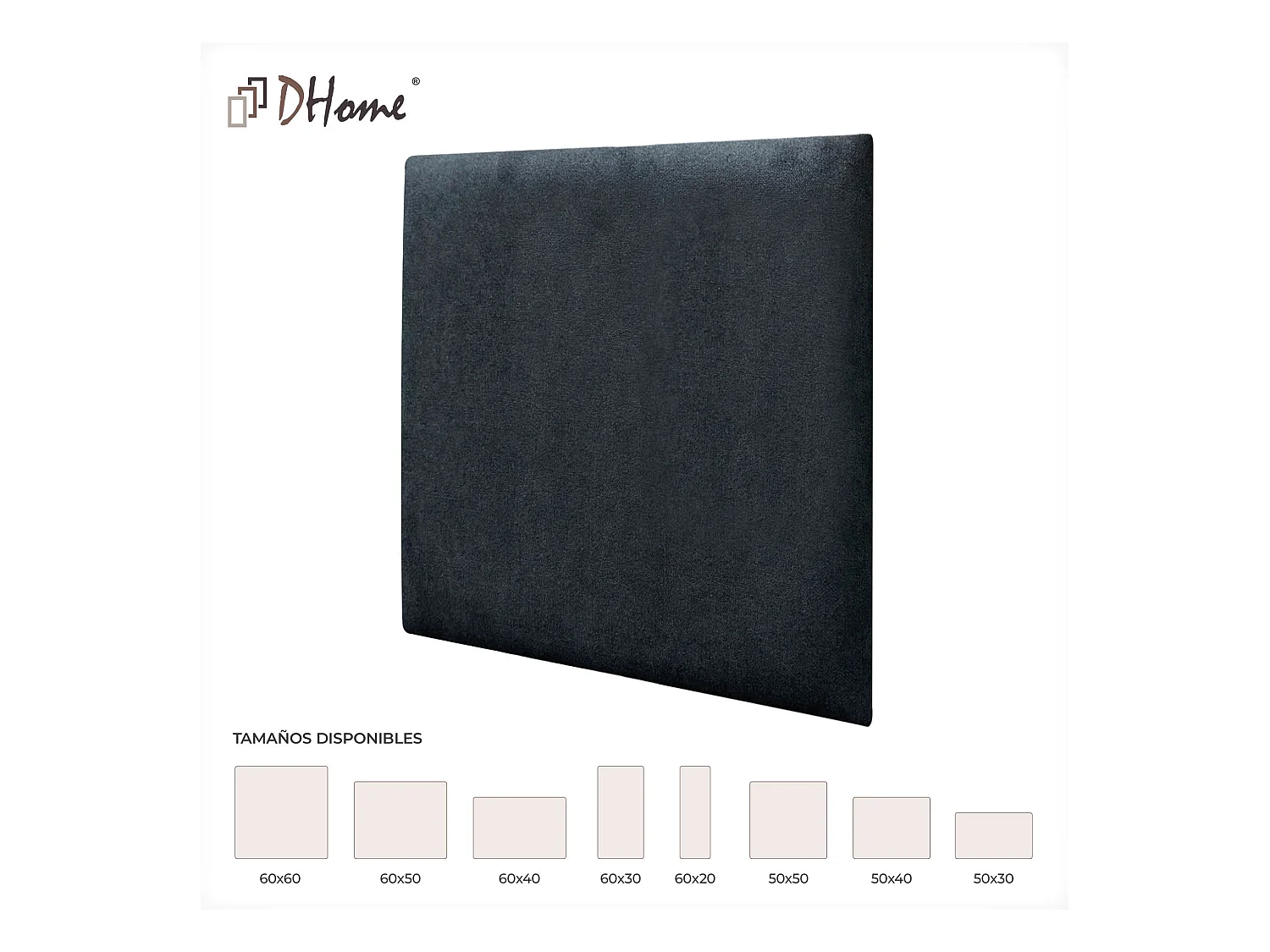 DHOME Lot de 6 Panneaux Rembourrés en Tissu Aqualine Autocollants pour Mur Acoustiques Absorbants Protection contre les Chocs (Noir, 60x60cm, x6)