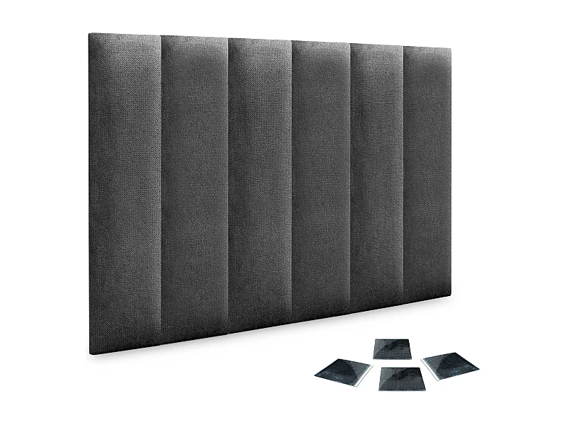 DHOME set van 6 zelfklevende gestoffeerde panelen voor muur, geluidsabsorberend, schokbescherming, hoofdbord (Asgrijs, 60x20cm, x6)