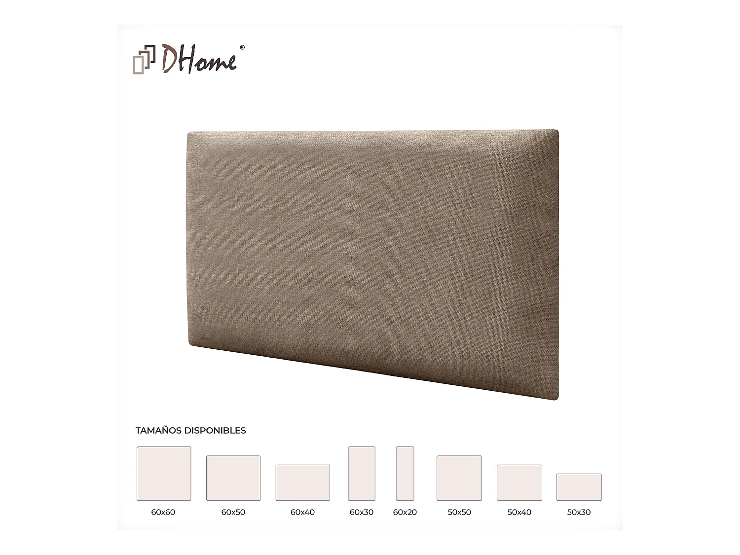 DHOME Lot de 8 Panneaux Rembourrés en Tissu Aqualine Autocollants pour Mur Acoustiques Absorbants Protection contre les Chocs (Terre, 50x30cm, x8)