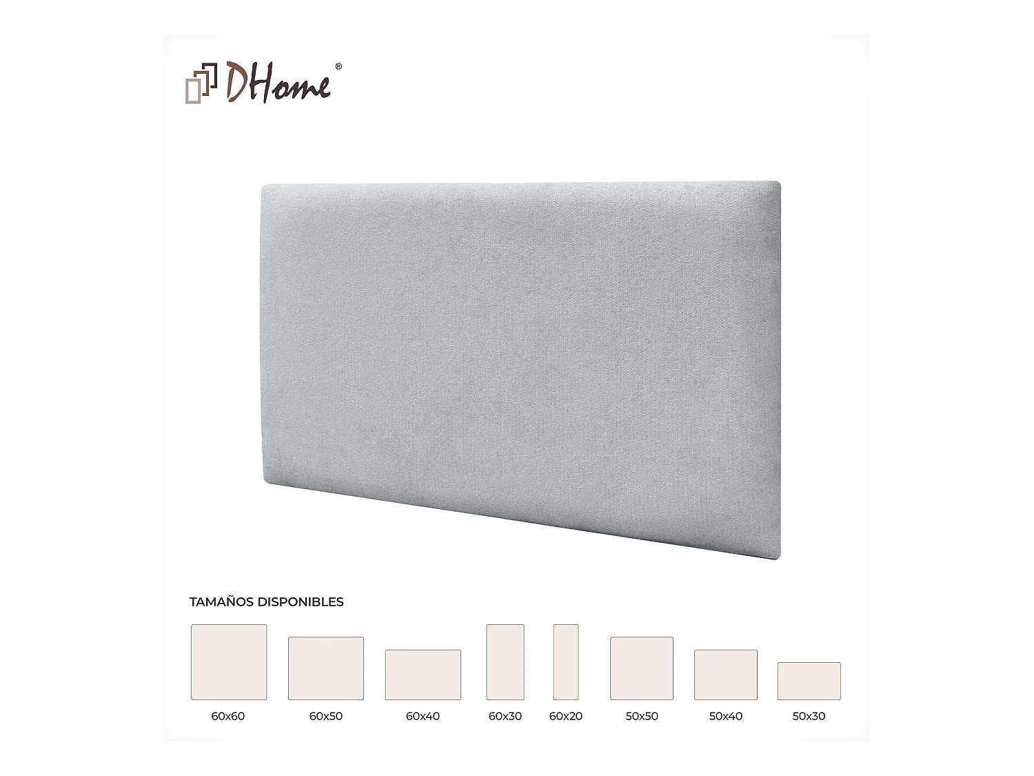 DHOME Lot de 8 Panneaux Rembourrés en Tissu Aqualine Autocollants pour Mur Acoustiques Absorbants Protection contre les Choc (Gris clair, 50x30cm, x8)