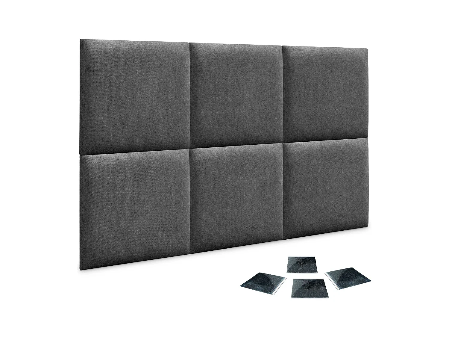 DHOME juego de 6 Paneles Tapizados de Tela Autoadhesivos para Pared Acústicos Absorbentes Protección Impactos Cabeceros (Gris Ceniza, 60x60cm, x6)