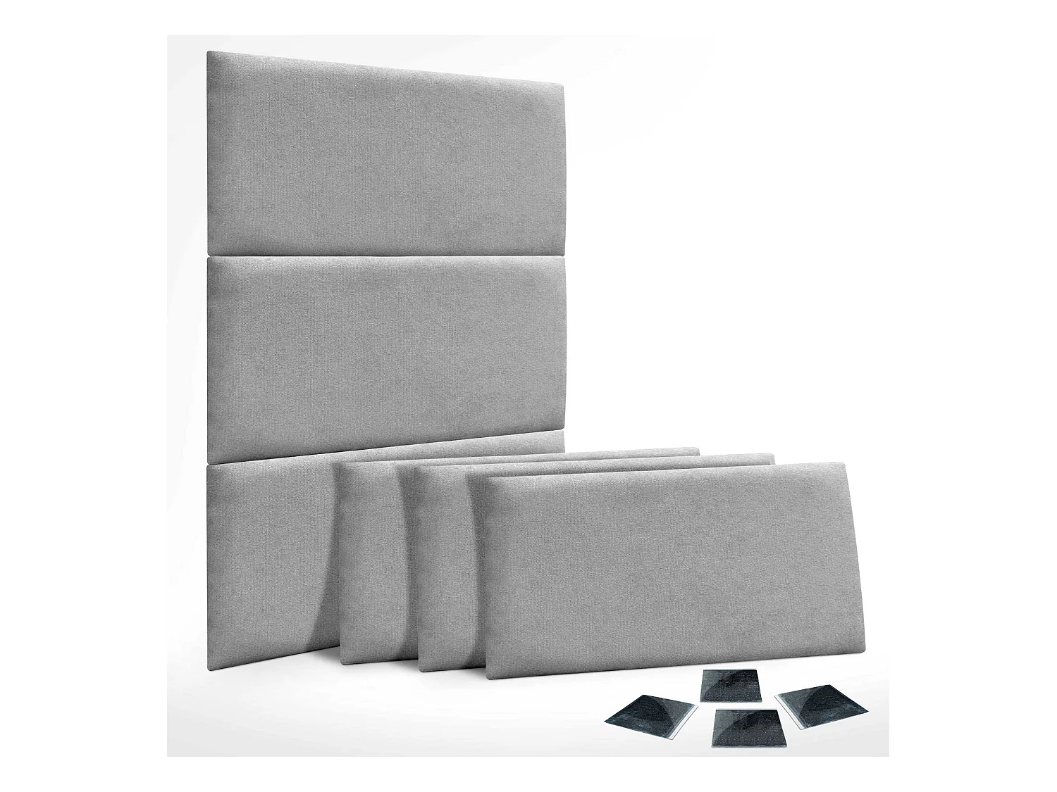 DHOME Lot de 6 Panneaux Rembourrés en Tissu Aqualine Autocollants pour Mur Acoustiques Absorbants Protection contre les Chocs (Gris, 60x50cm, x6)