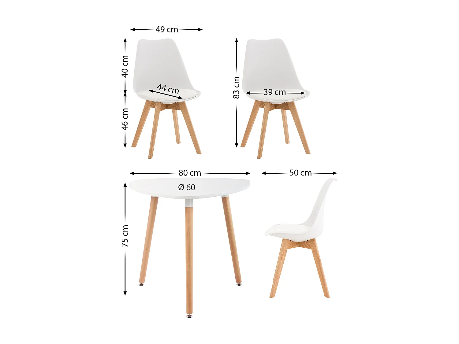 Essgruppe - Tisch + 3 Stühle - Libanera