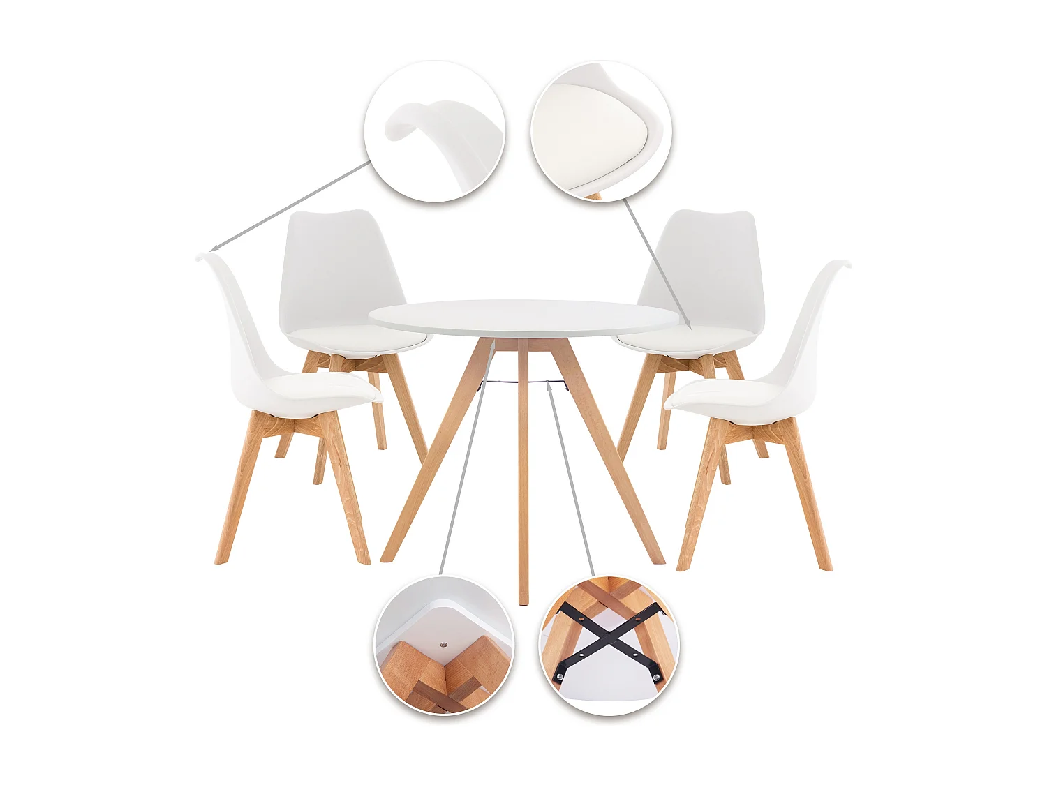 Woonkamer set - Tabel + 4 Stoelen - Livik