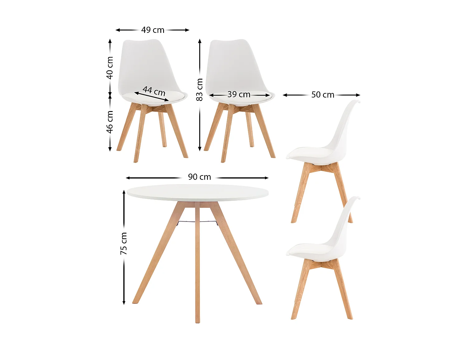Woonkamer set - Tabel + 4 Stoelen - Livik