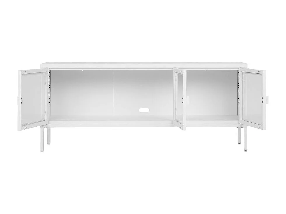 Brisbane - Meuble TV en verre et métal L130cm - Blanc