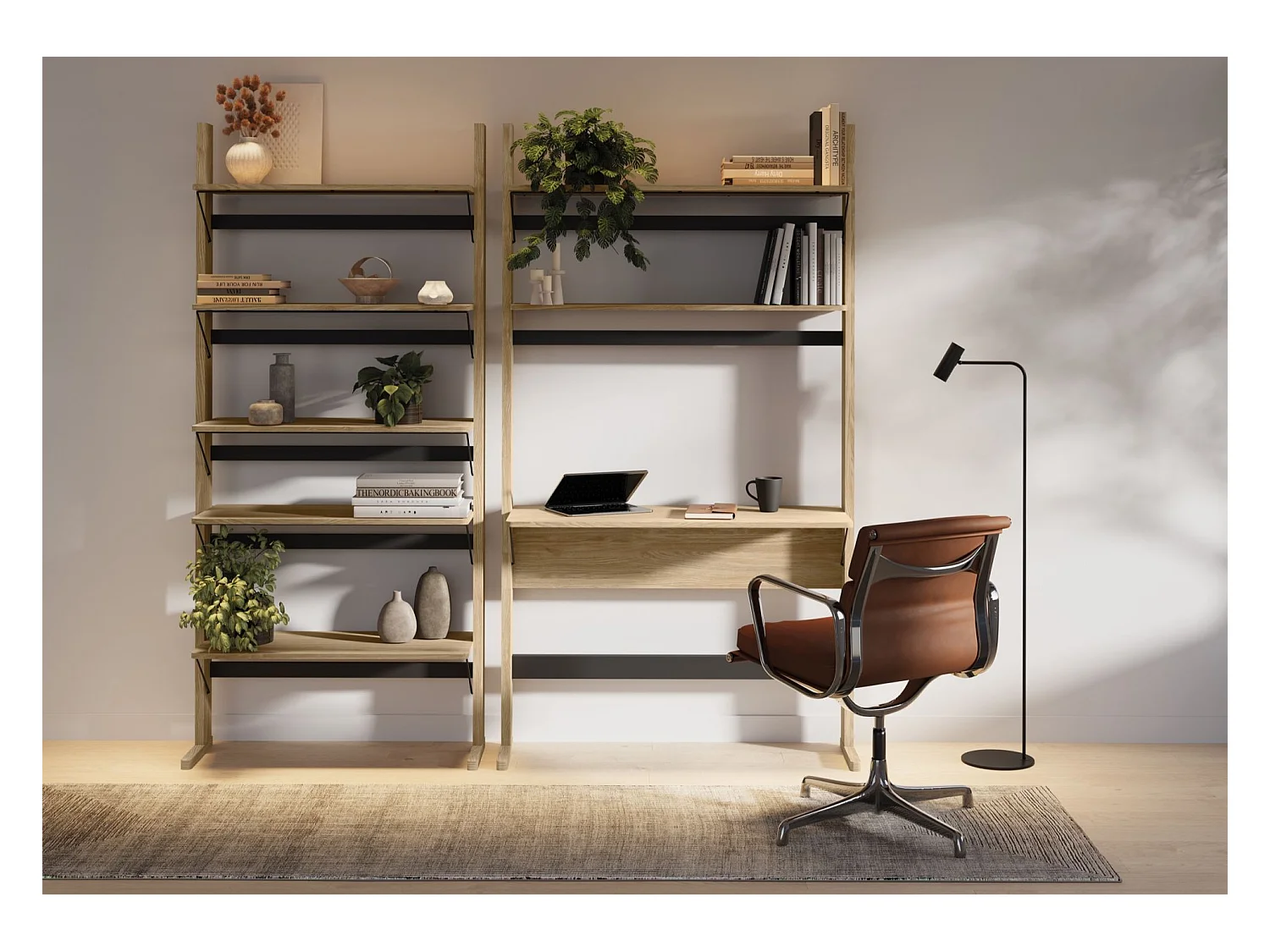 Bibliothèque haute - 88 cm - couleur chêne huilé - OLLIE