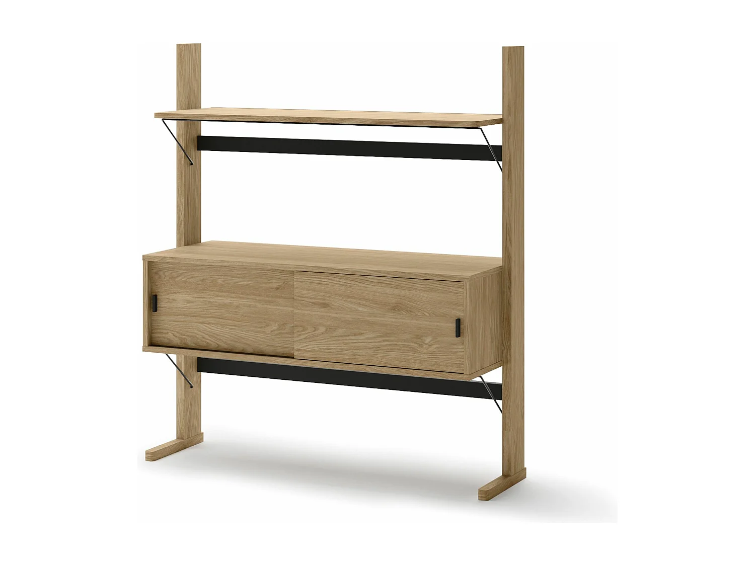 Bibliothèque basse avec rangement - 108 cm - chêne huilé - OLLIE